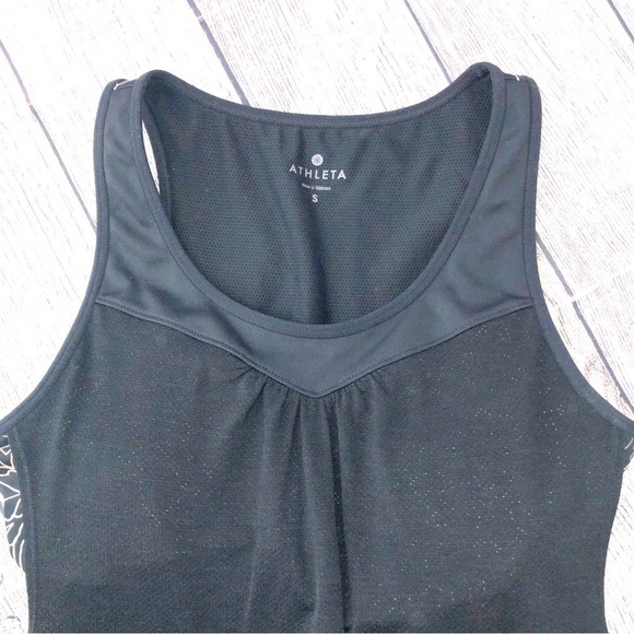 Athleta Supercharged Black and Gold Tank Top w/ Built In Bra Size S - Picture 5 of 12